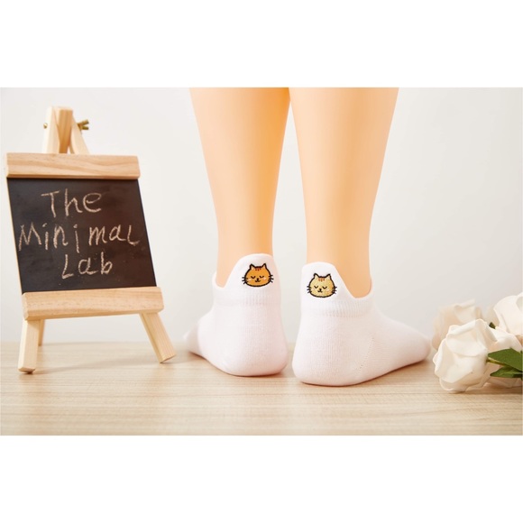 Cat Lover Gift Set Premium No Show High Ankle Cotton Socks Cute Cat Embroidery - Picture 8 of 12